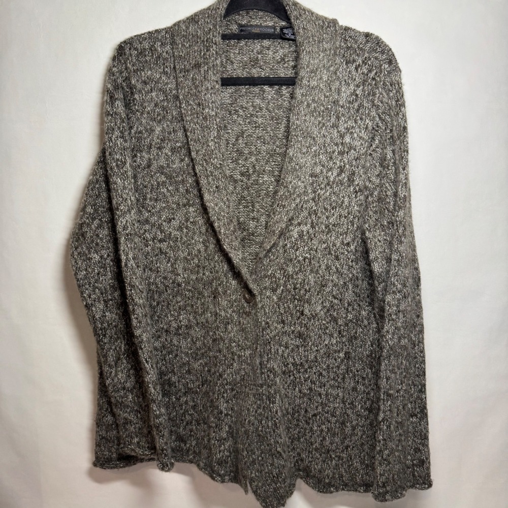 Wool soft blend PRESWICK & MOORE Women's Knit Cardigan Button Sweater Brown 2X